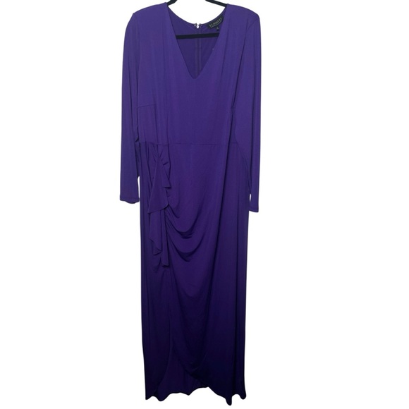 Eloquii Women’s Purple Draped Long Sleeve Maxi Dress Plus Size 24 NWT Formal - Picture 1 of 4